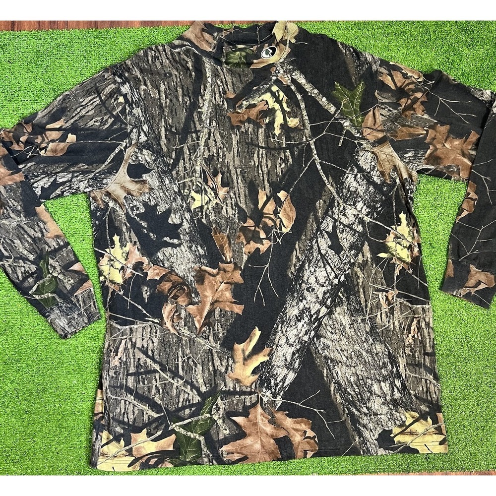 Vintage Missy Oak Mock Turtle Neck XL Mint Break-up Pattern Long Sleeve Hunting